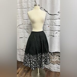 Catherines Maldandrino Black and White Speckled‎ Abstract Fit Flare Midi Skirt